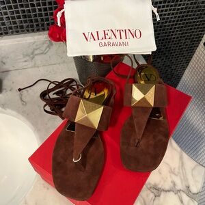 Valentino Garavani suede one rock stud sandals